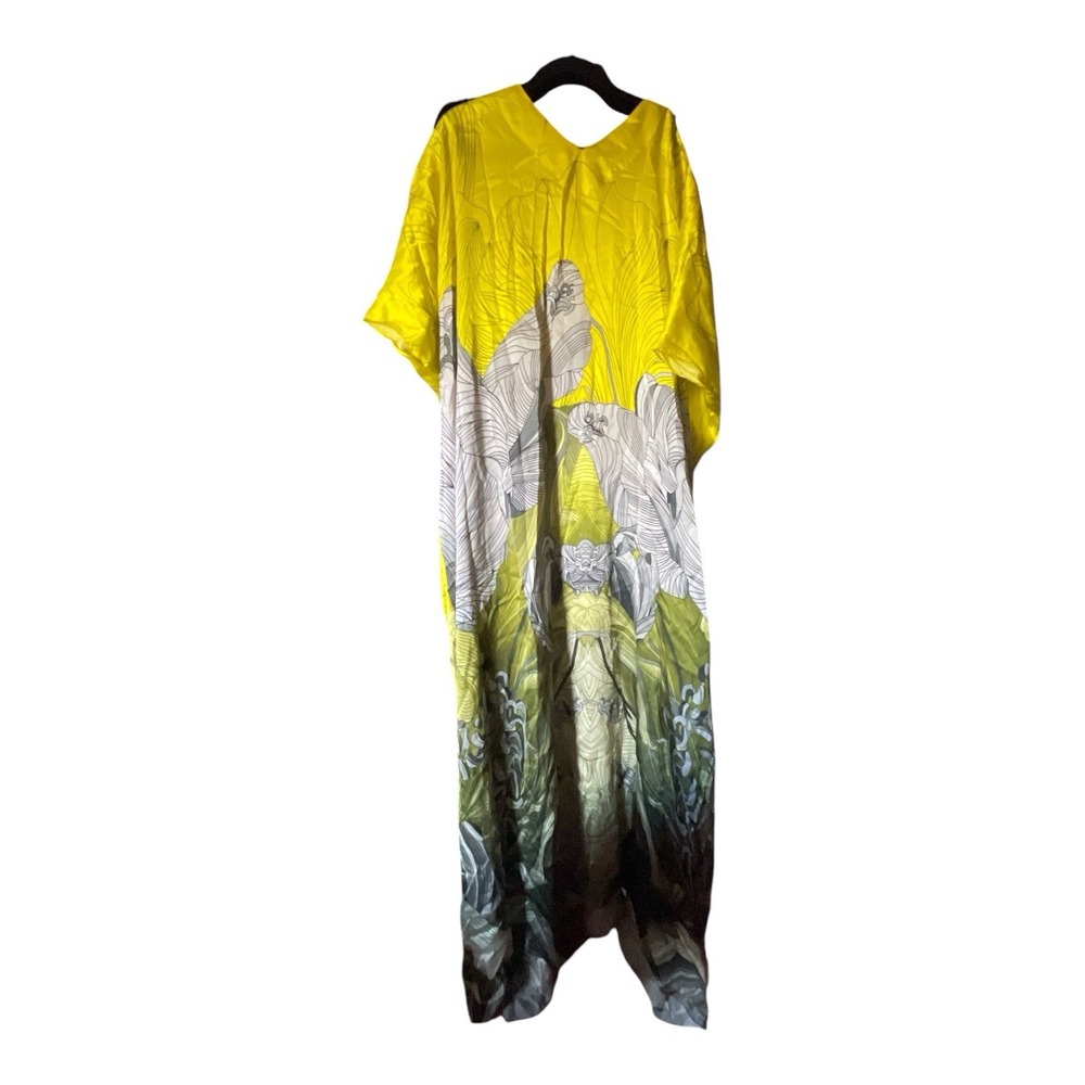Sana Safinaz OS Silk Caftan Yellow Gradient Shading Pakistan Cold Shoulder